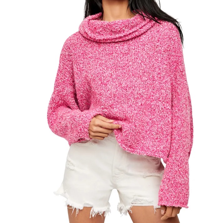 Free People Bff Cowl Neck Sweater Prickly Pear Size S